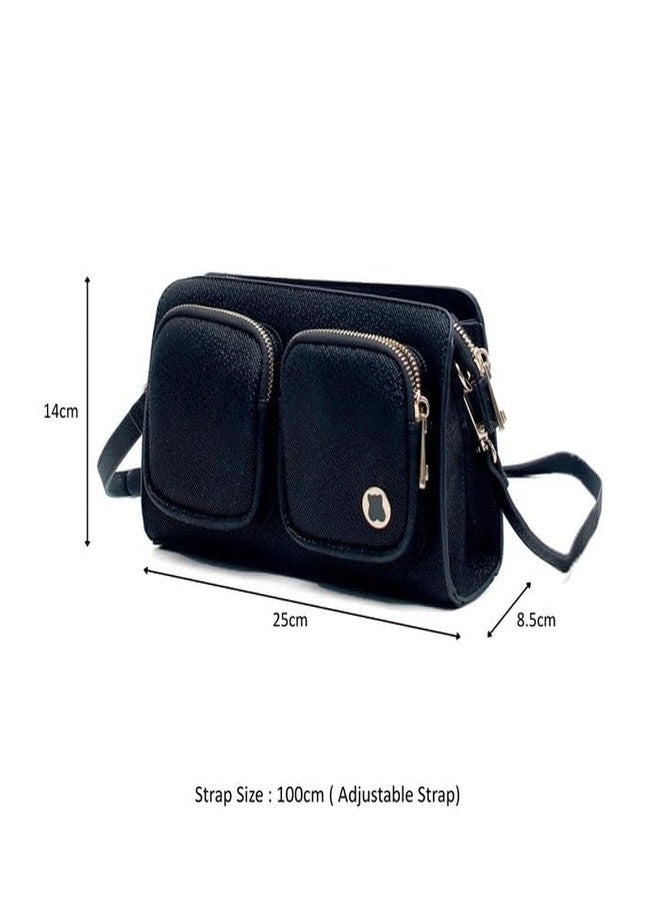 هاستر حقيبة كروس بودي روما من هامستر لندن للبنات - حقيبة يد سوداء أنيقة، محفظة أنيقة وصغيرة الحجم من الجلد الصناعي - Image 3